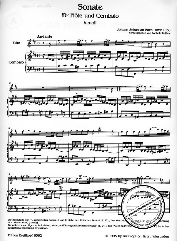 Notenbild für EB 8582 - SONATE H-MOLL BWV 1030
