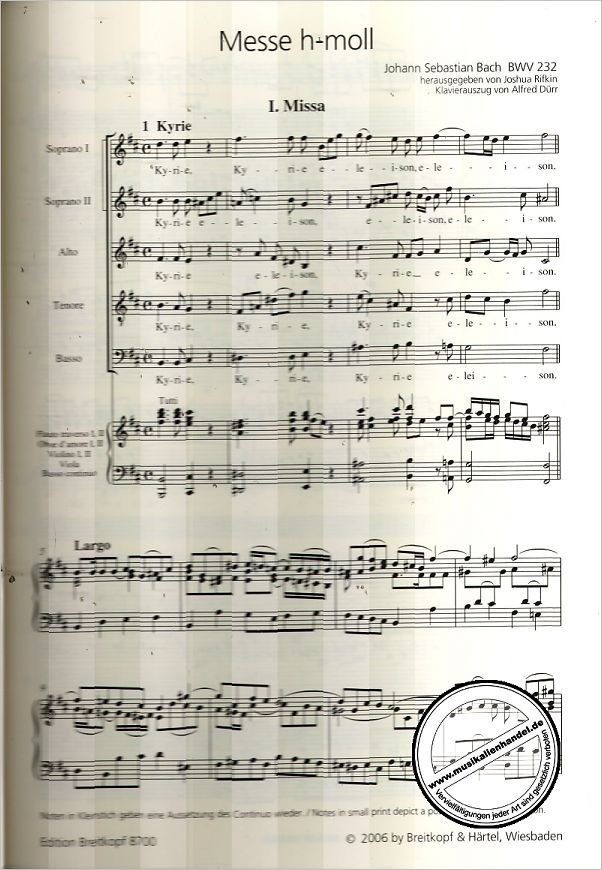 Notenbild für EB 8700 - MESSE H-MOLL BWV 232
