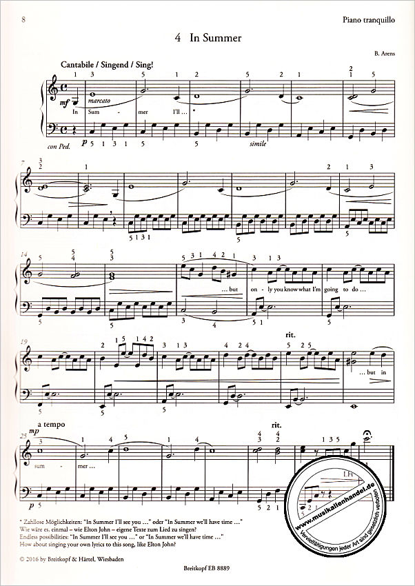 Notenbild für EB 8889 - PIANO VIVACE - PIANO TRANQUILLO