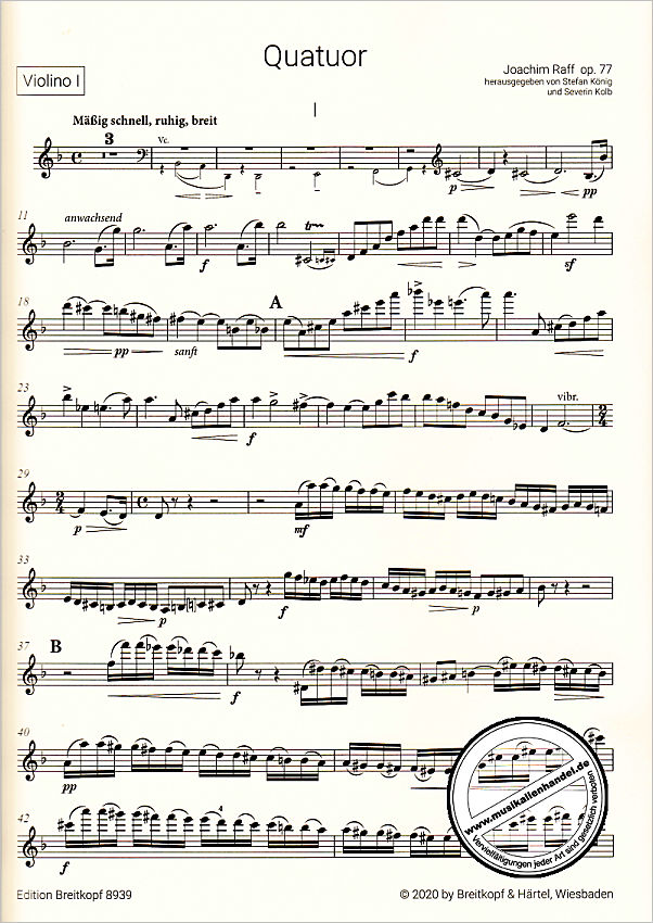 Notenbild für EB 8939 - Streichquartett 1 d-moll op 77