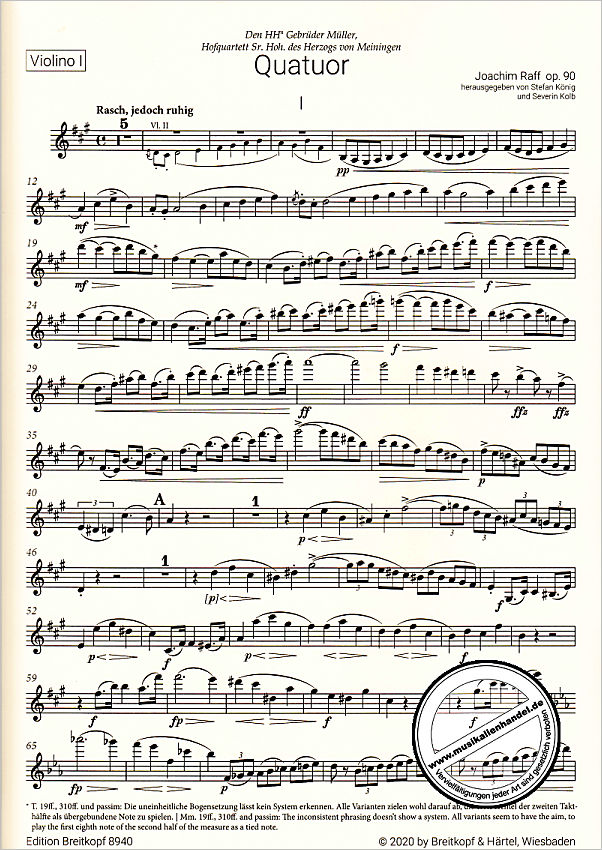 Notenbild für EB 8940 - Streichquartett 2 A-Dur op 90