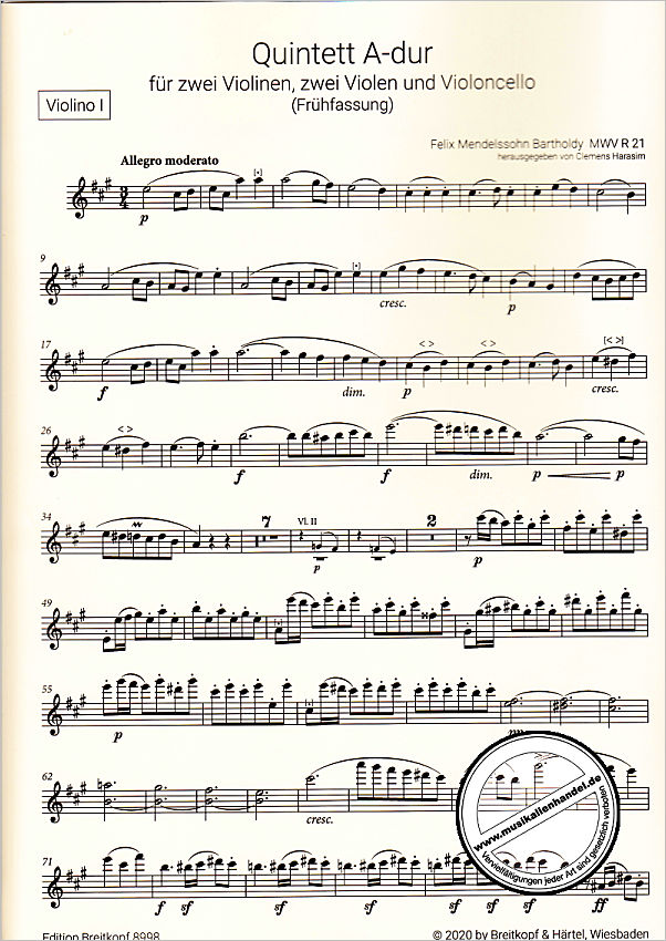 Notenbild für EB 8998 - Quintette op 18 + 87
