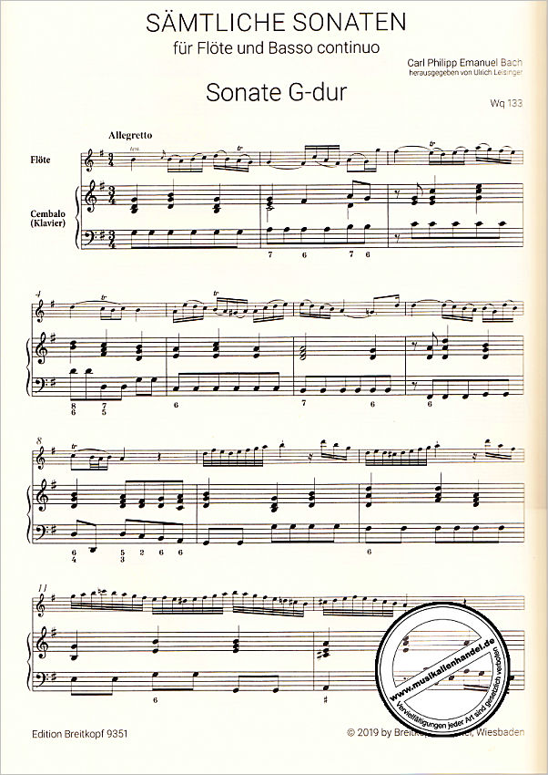 Notenbild für EB 9351 - Sämtliche Sonaten 6