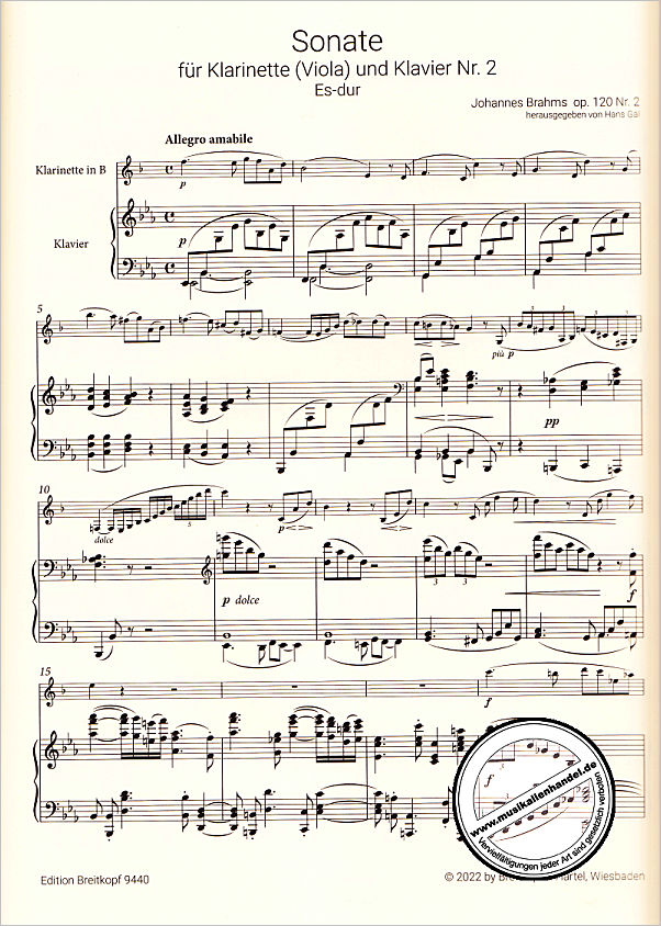 Notenbild für EB 9440 - Sonate 2 Es-Dur