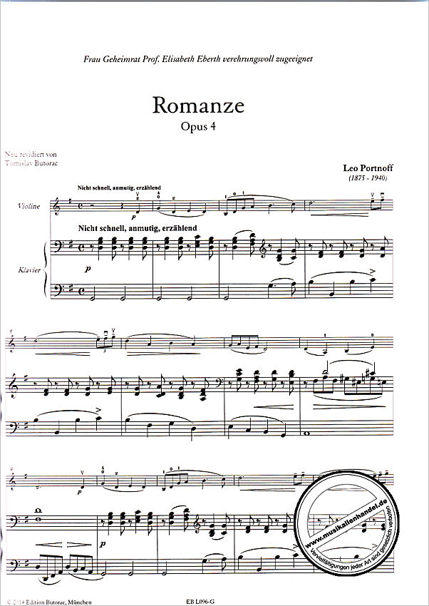 Notenbild für EB L096-G - Romanze, op. 4