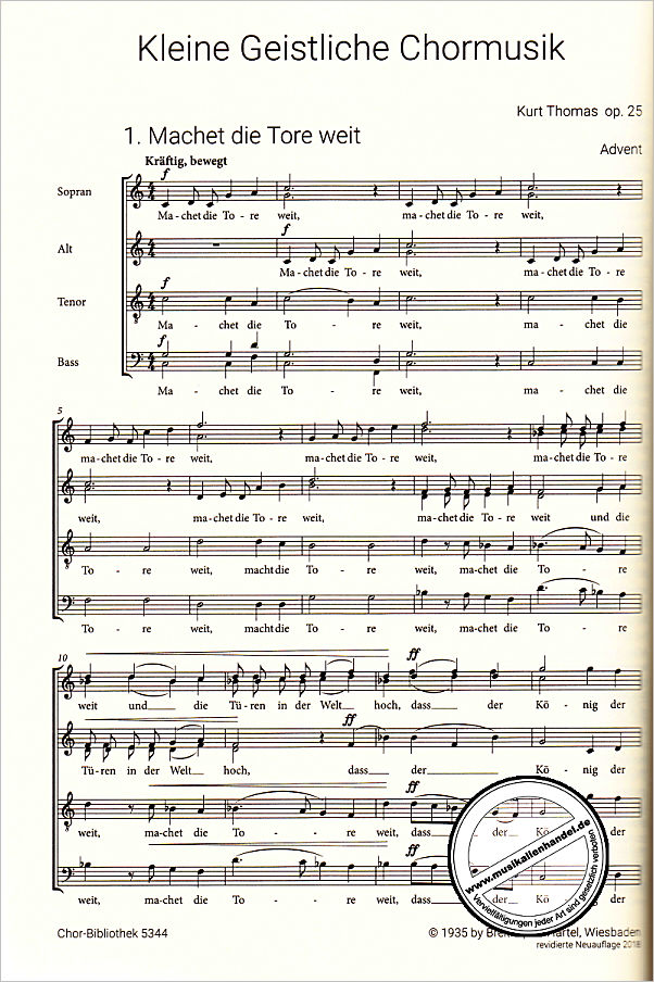 Notenbild für EBCHB 5344 - Kleine geistliche Chormusik op 25