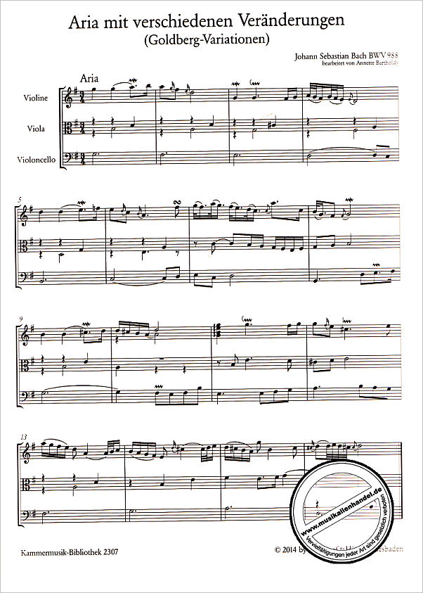 Notenbild für EBKM 2307 - GOLDBERG VARIATIONEN BWV 988 (ARIA MIT 30 VERAENDERUNGEN)