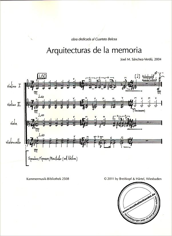 Notenbild für EBKM 2508 - ARQUITECTURAS DE LA MEMORIA