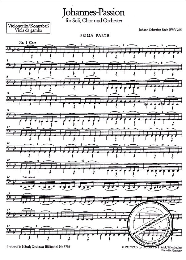 Notenbild für EBOB 3792-VC - JOHANNES PASSION BWV 245