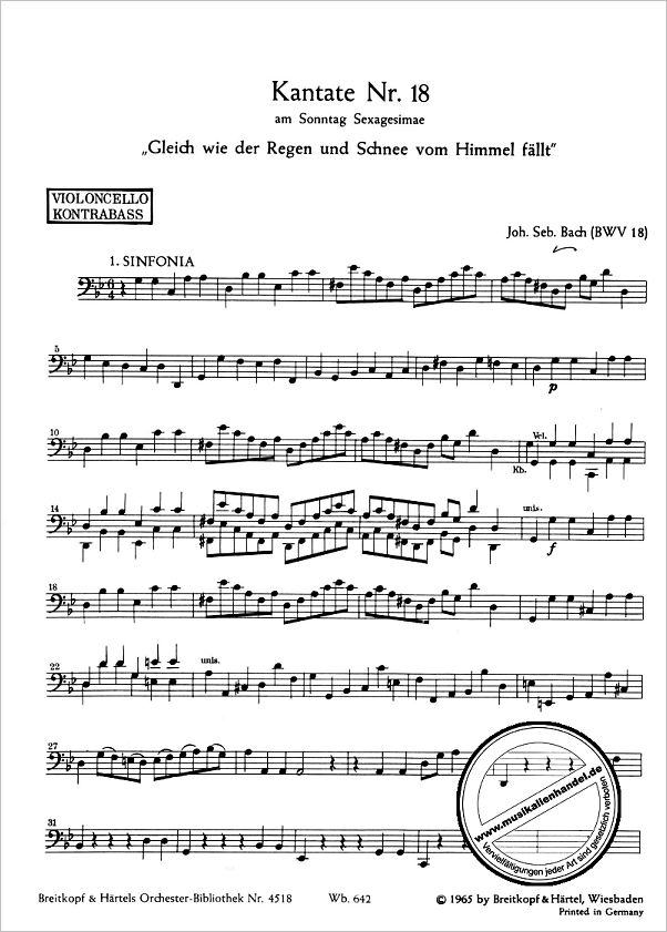 Notenbild für EBOB 4518-VC - KANTATE 18 GLEICHWIE DER REGEN UND SCHNEE VOM HIMMEL FAELLT BWV 1
