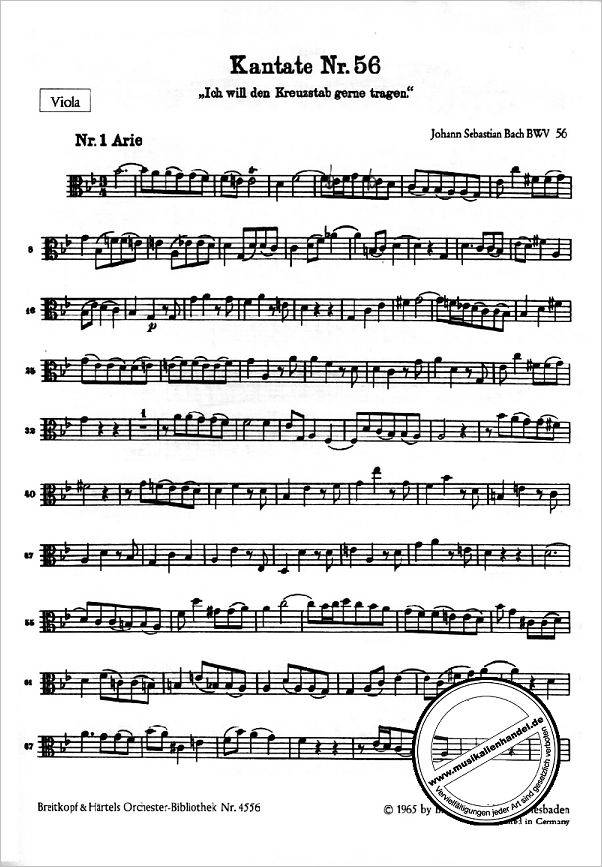 Notenbild für EBOB 4556-VA - KANTATE 56 ICH WILL DEN KREUZSTAB GERNE TRAGEN BWV 56