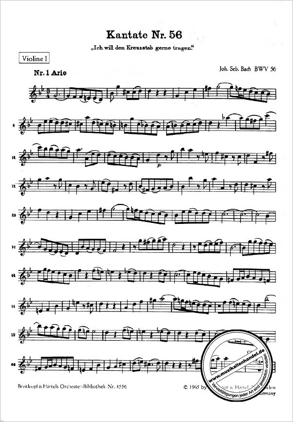 Notenbild für EBOB 4556-VL1 - KANTATE 56 ICH WILL DEN KREUZSTAB GERNE TRAGEN BWV 56