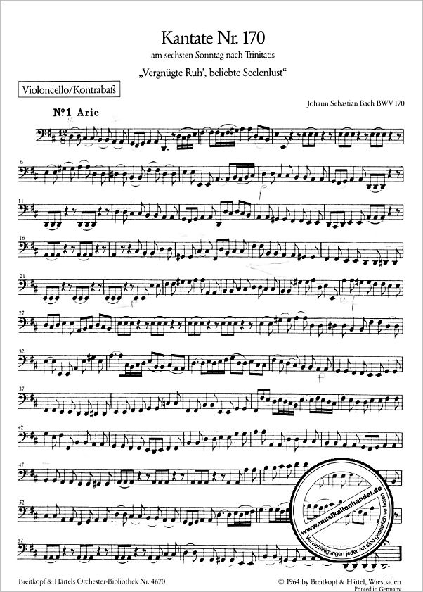 Notenbild für EBOB 4670-VC - KANTATE 170 VERGNUEGTE RUH BELIEBTE SEELENLUST BWV 170