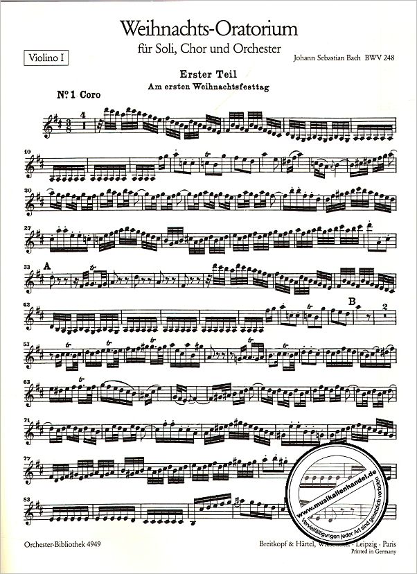 Notenbild für EBOB 4949-VL1 - WEIHNACHTSORATORIUM BWV 248