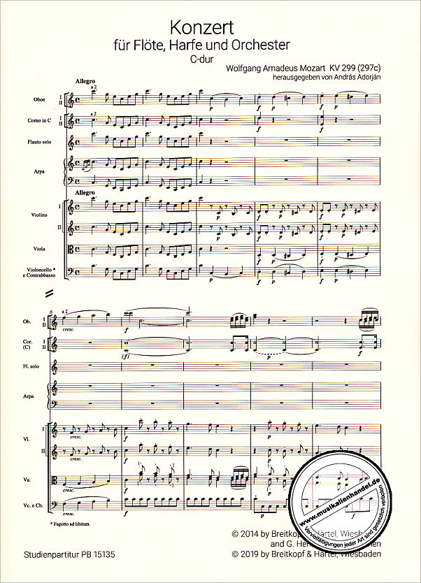 Notenbild für EBPB 15135-07 - Konzert C-Dur KV 299 (297c)