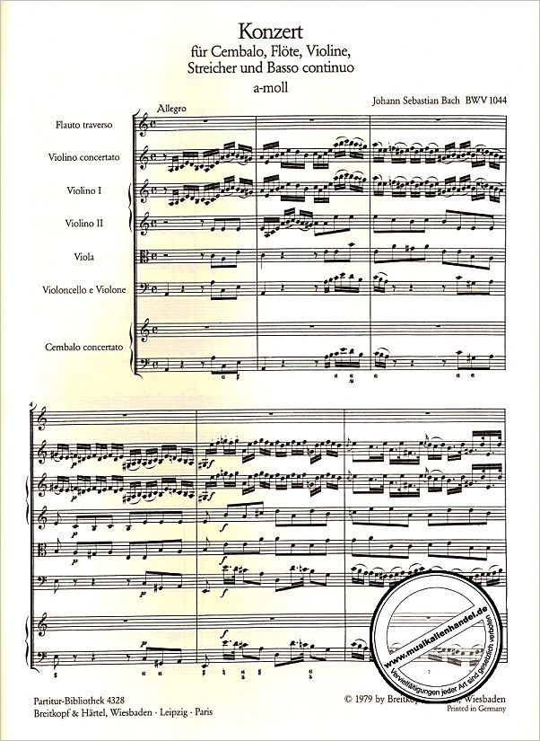 Notenbild für EBPB 4328 - KONZERT A-MOLL BWV 1044