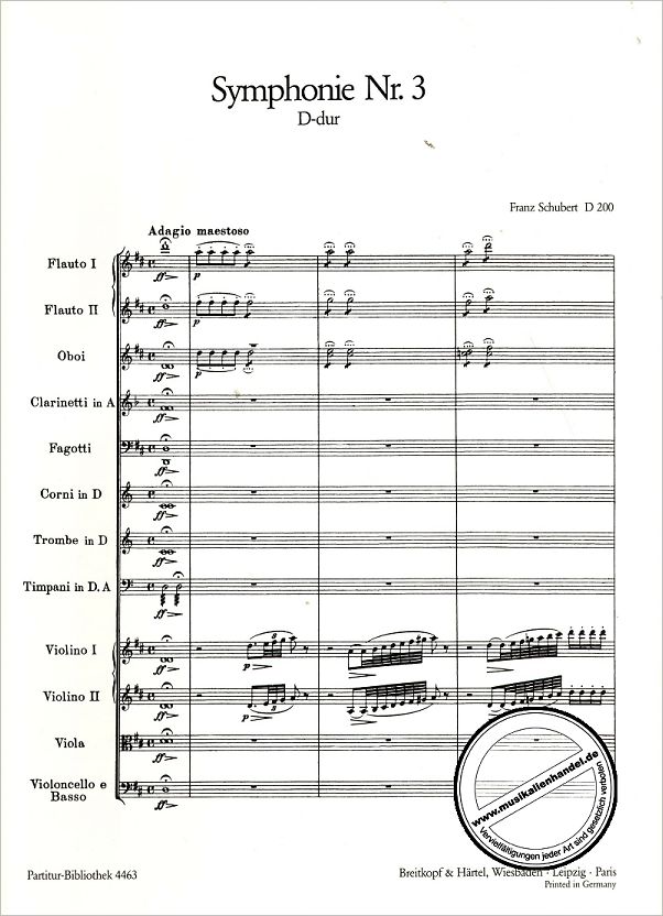 Notenbild für EBPB 4463 - SINFONIE 3 D-DUR D 200