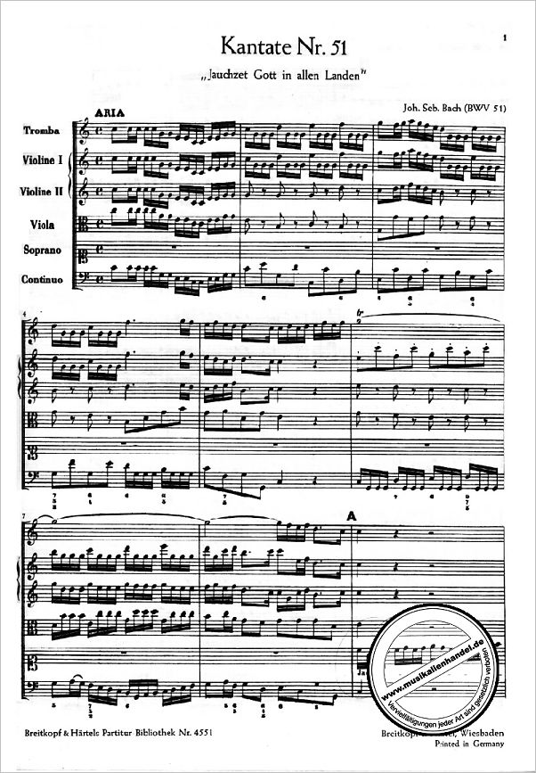 Notenbild für EBPB 4551 - KANTATE 51 JAUCHZET GOTT IN ALLEN LANDEN BWV 51