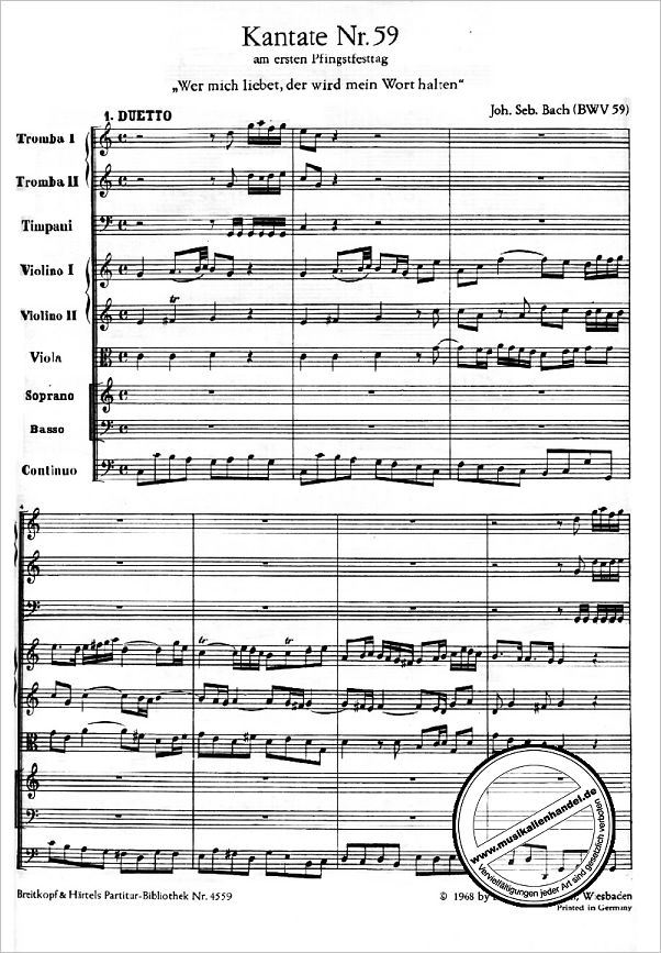 Notenbild für EBPB 4559 - KANTATE 59 WER MICH LIEBET DER WIRD MEIN WORT HALTEN BWV 59