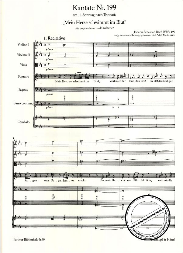 Notenbild für EBPB 4699 - KANTATE 199 MEIN HERZE SCHWIMMT IM BLUT BWV 199
