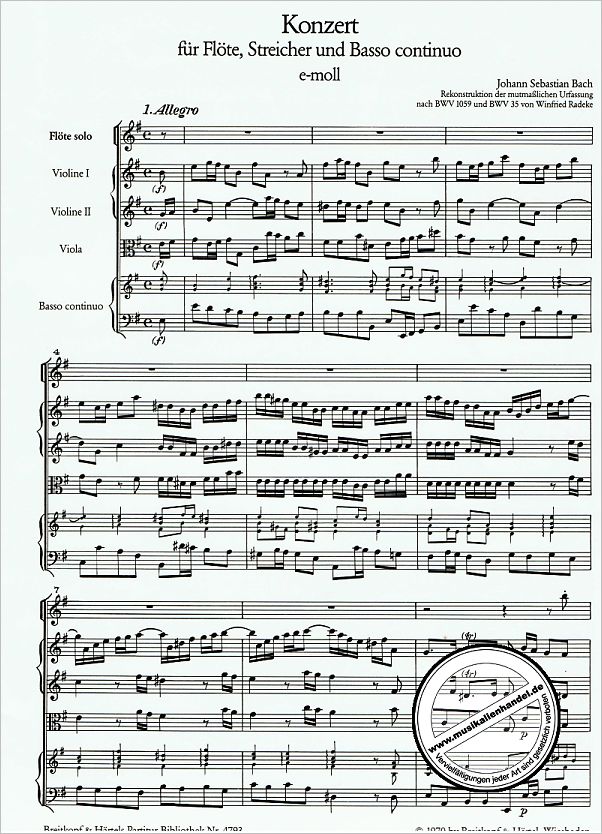 Notenbild für EBPB 4793 - KONZERT E-MOLL NACH BWV 1059 + 35 (REKONSTRUKTION)