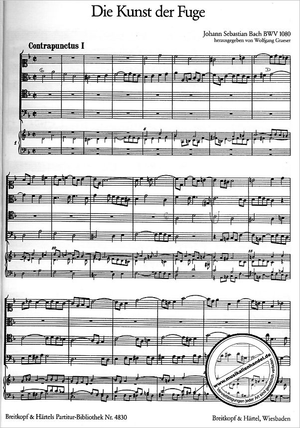 Notenbild für EBPB 4830 - KUNST DER FUGE BWV 1080