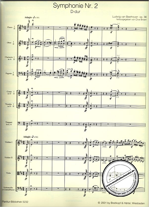 Notenbild für EBPB 5232 - SINFONIE 2 D-DUR OP 36