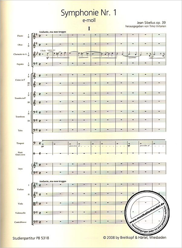 Notenbild für EBPB 5318 - SINFONIE 1 E-MOLL OP 39