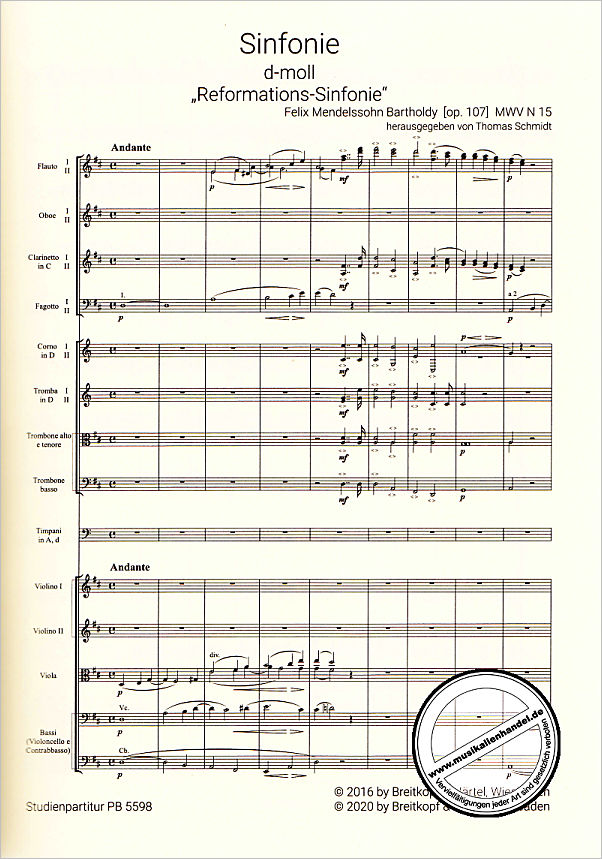 Notenbild für EBPB 5598-07 - Sinfonie 5 d-moll MWV N15
