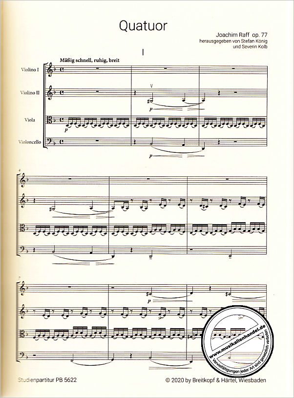 Notenbild für EBPB 5622-07 - Streichquartett 1 d-moll op 77 | Streichquartett 2 A-Dur op 90