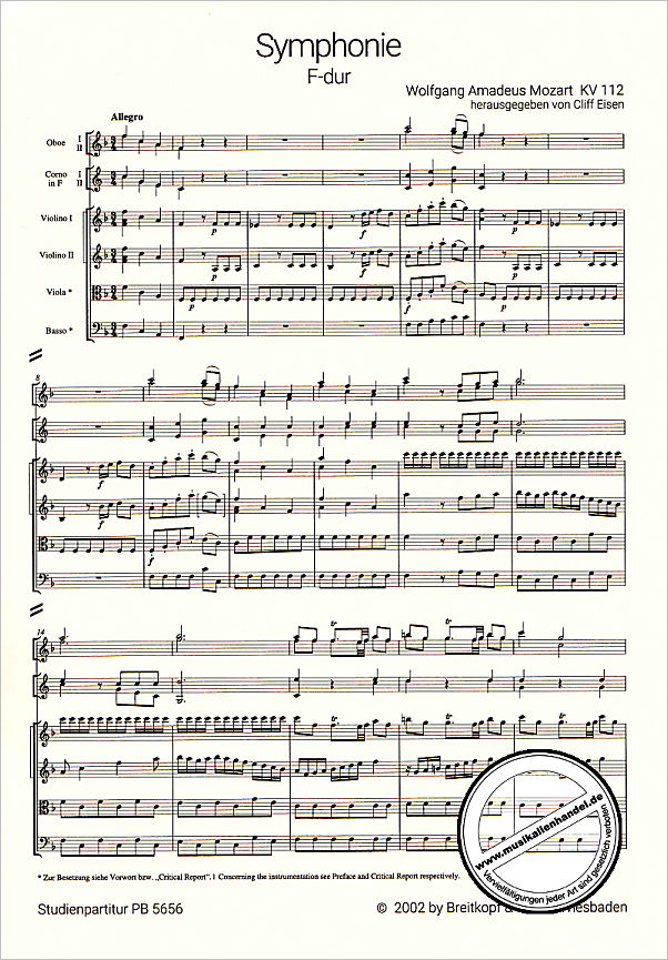 Notenbild für EBPB 5656-07 - Sinfonie 13 F-Dur KV 112