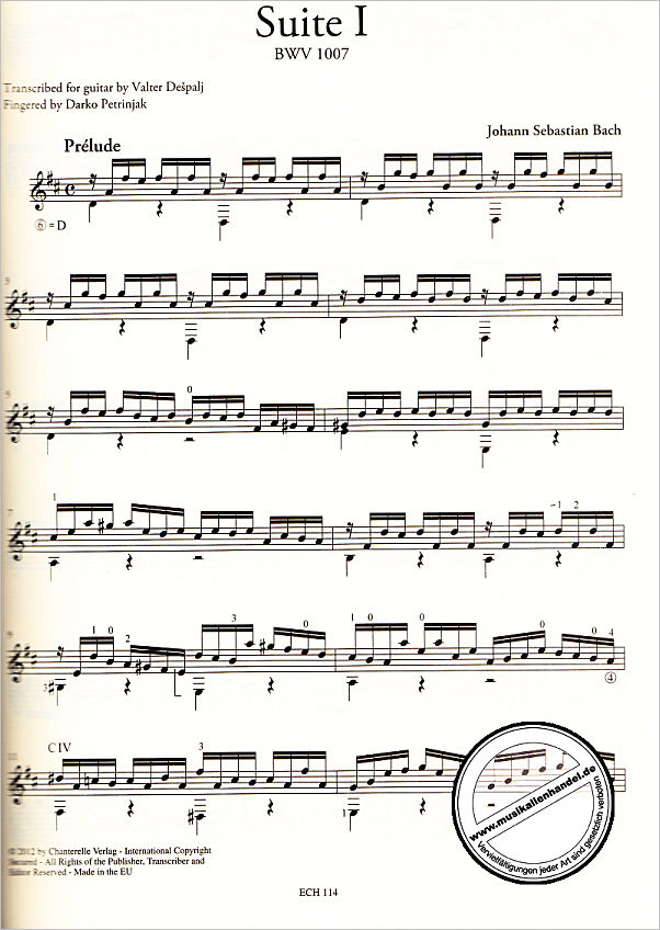 Notenbild für ECH 114 - 6 SUITEN BWV 1007-1012