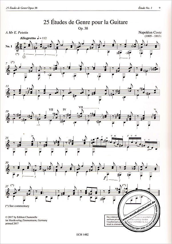 Notenbild für ECH 1402 - The guitar studies | 6 Etüden | 25 Etudes de genre op 38