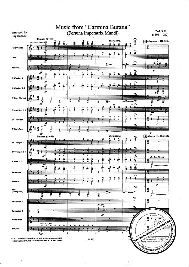 Notenbild für ED 20296-10 - MUSIC FROM CARMINA BURANA (FORTUNA IMPERATRIX MUNDI)