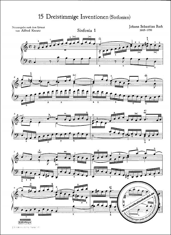 Notenbild für ED 01096 - 15 DREISTIMMIGE INVENTIONEN (SINFONIEN) BWV 787-801