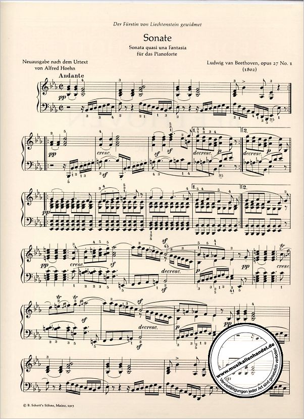 Notenbild für ED 0227 - SONATE 13 ES-DUR OP 27/1 (FANTASIE)