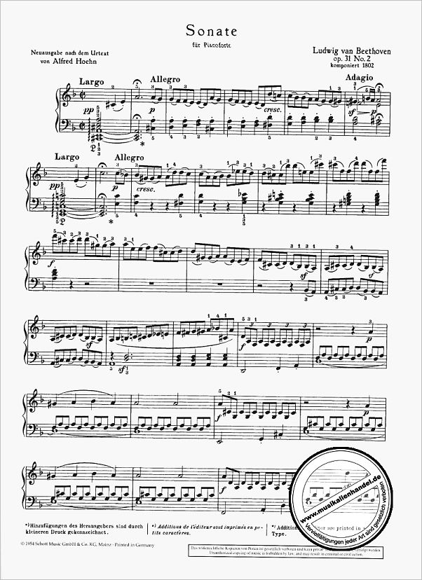 Notenbild für ED 0235 - SONATE 17 D-MOLL OP 31/2 (STURM)