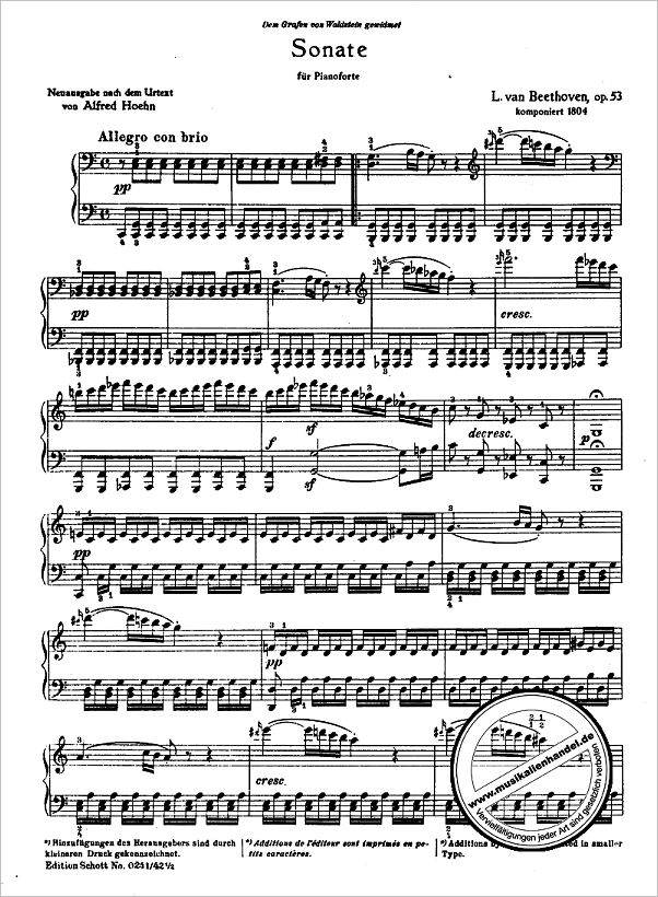Notenbild für ED 0241 - SONATE 21 C-DUR OP 53 (WALDSTEIN)