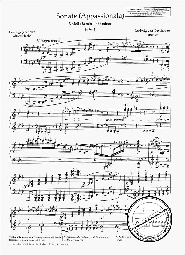 Notenbild für ED 0245 - SONATE 23 F-MOLL OP 57 (APPASSIONATA)
