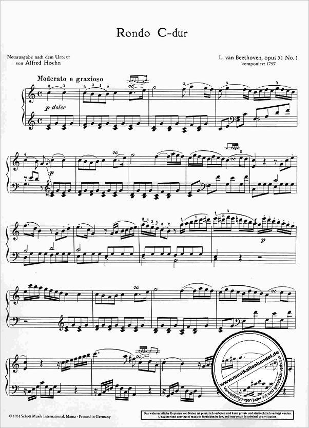 Notenbild für ED 0278 - RONDO C-DUR OP 51/1