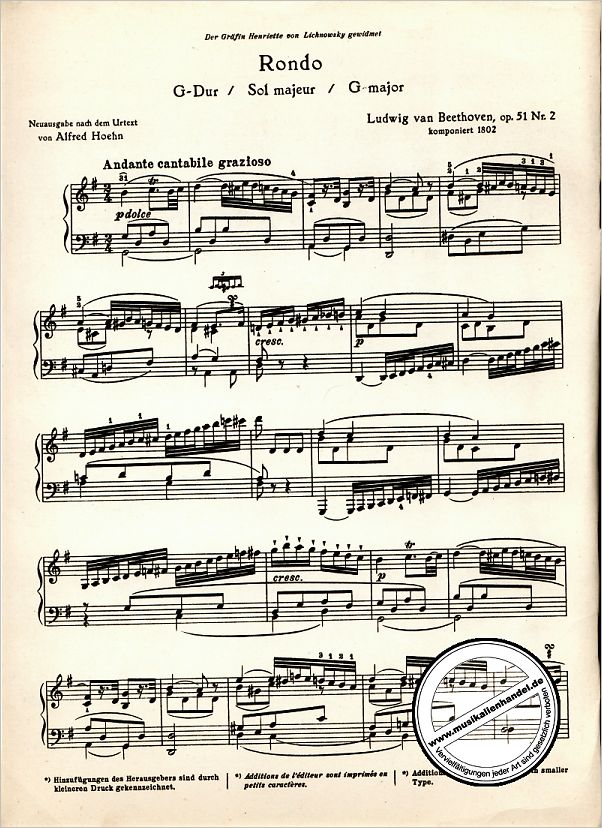 Notenbild für ED 0279 - RONDO G-DUR OP 51/2