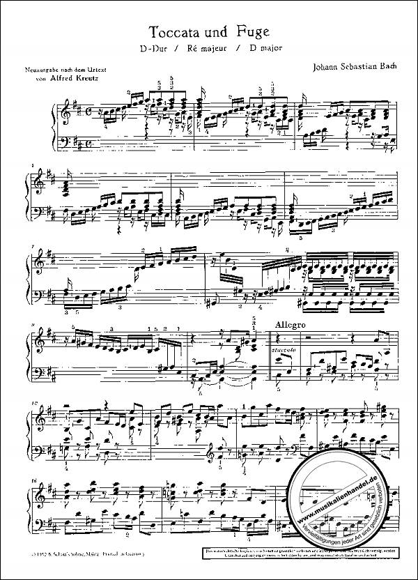 Notenbild für ED 05504 - TOCCATA + FUGE D-DUR BWV 912