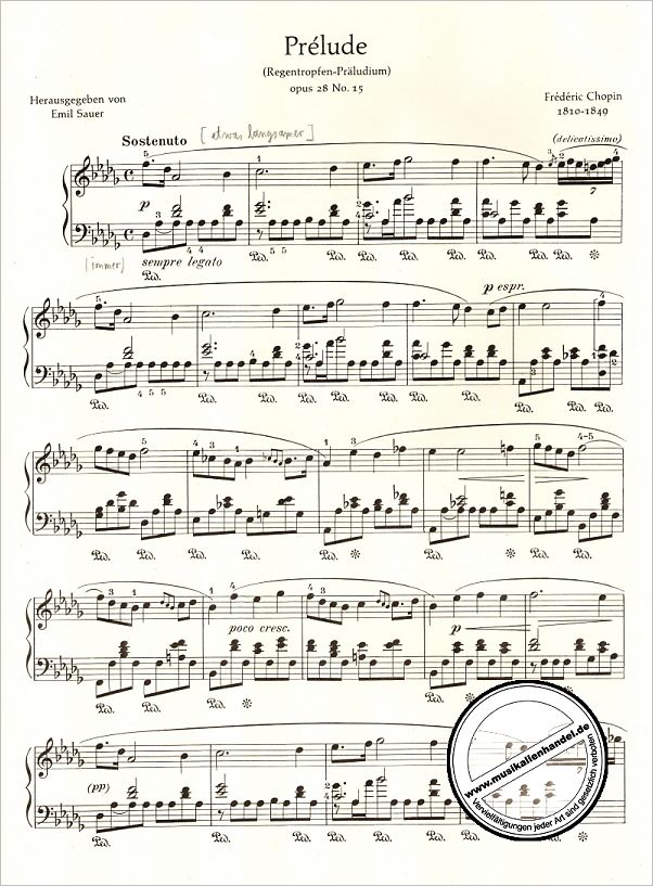 Prelude Des Dur Op 28 15 Von Chopin Frederic Ed 090 Noten