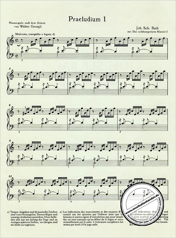 Notenbild für ED 09588 - PRAELUDIUM 1 + FUGE 1 BWV 846 C-DUR