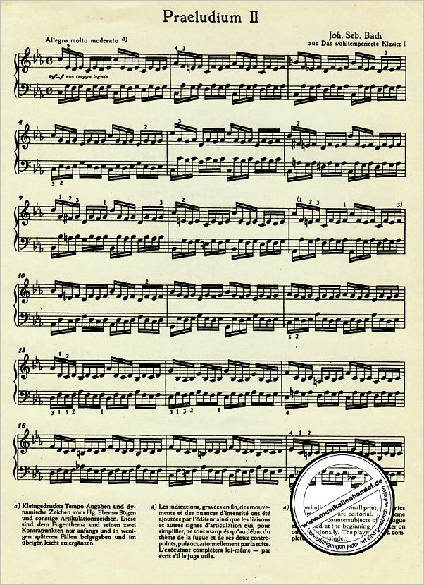 Notenbild für ED 09589 - PRAELUDIUM 2 + FUGE 2 BWV 847