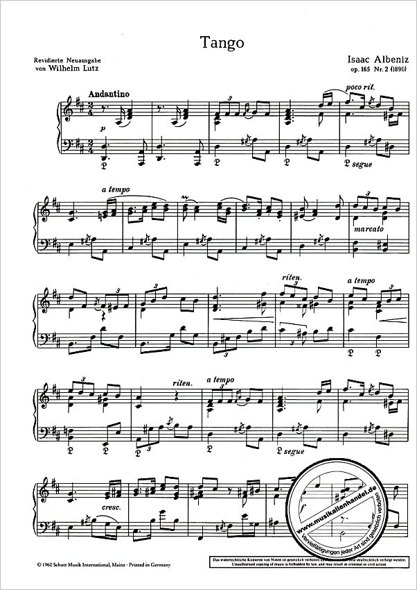 Notenbild für ED 09653 - TANGO D-DUR OP 165/2