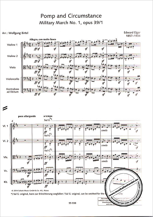 Notenbild für ED 21756 - POMP + CIRCUMSTANCE - MILITARY MARCH OP 39/1 (LAND OF HOPE AND GL