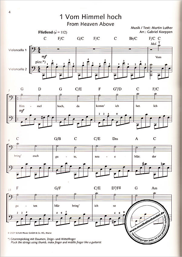 Notenbild für ED 22644 - Cello christmas book