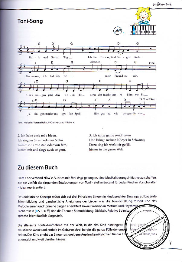 Notenbild für ED 23241 - Toni singt | Handbuch für das Singen in der Kita