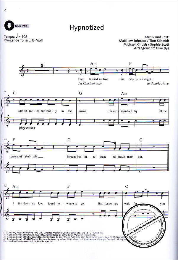 Notenbild für ED 23593D - Pop for Clarinet 4